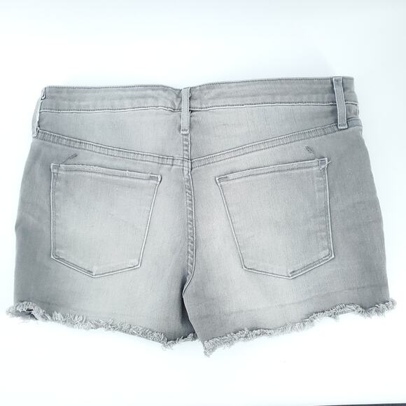 Mossimo 12 High Rise Gray Stonewash Raw Hemline Button Fly Stretchy Short - Picture 5 of 6